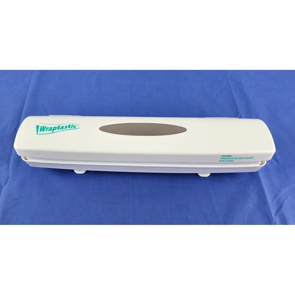 WRAPTASTIC DISPENSER‎ PULL PRESS WRAP FOOD Plastic Wrap Organizer White